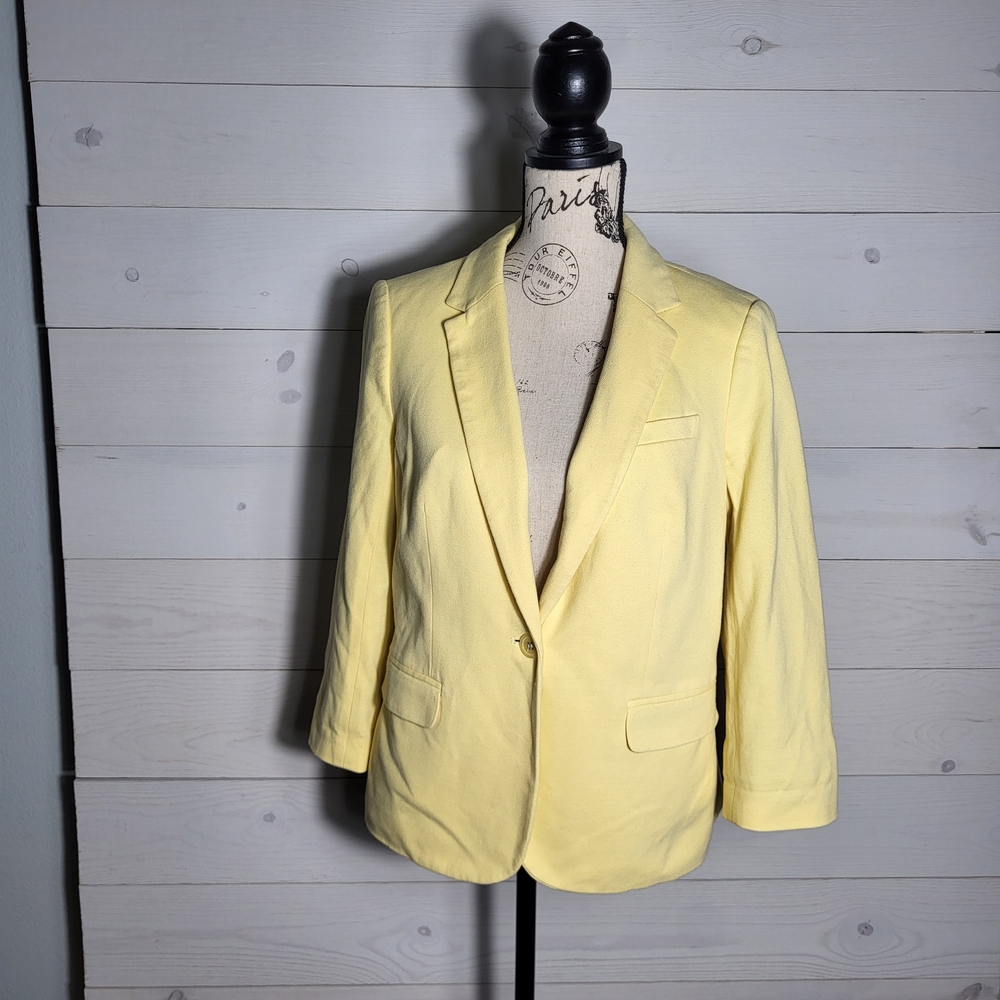 The Limited Butter Yellow Blazer Jacket Cotton Blend